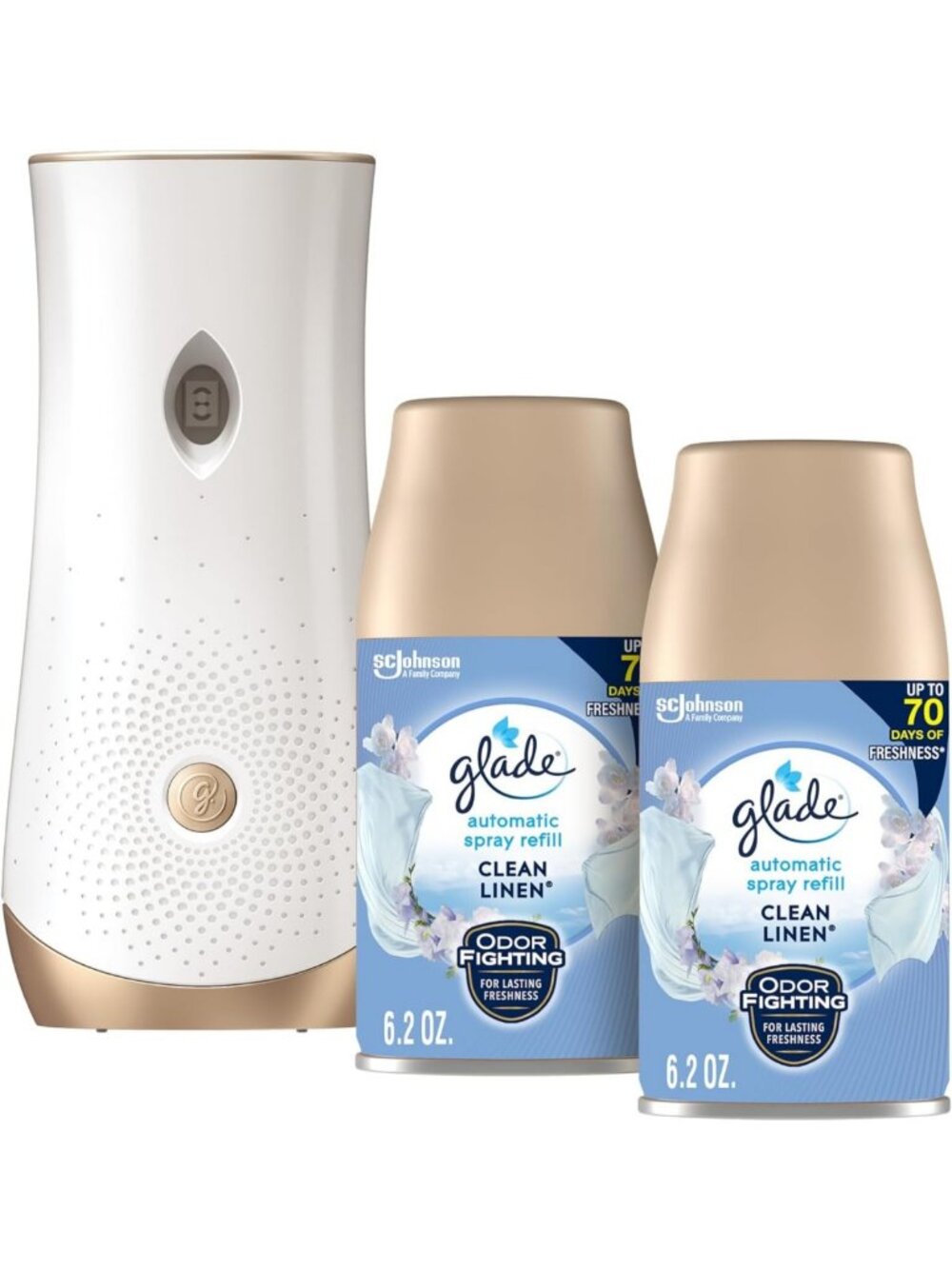 Automatic Spray Air Freshener Kit - Clean Linen Scent, Holder & 2 Refills
